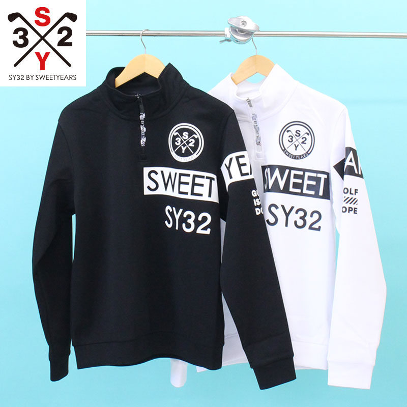 貨物輸送無料 SY32 by SWEET YEARS ゴルフ御召しもの メンズ ハーフジップトレーナー トップス 長袖 ロゴタイプ ブランド名 今めかしい 秋冬