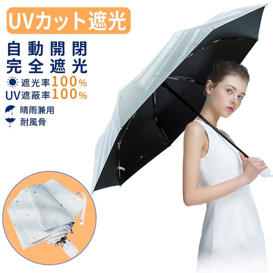 デポー 折り畳み傘 雨傘 日傘 晴雨兼用 ワンタッチ UVカット 遮光 黒