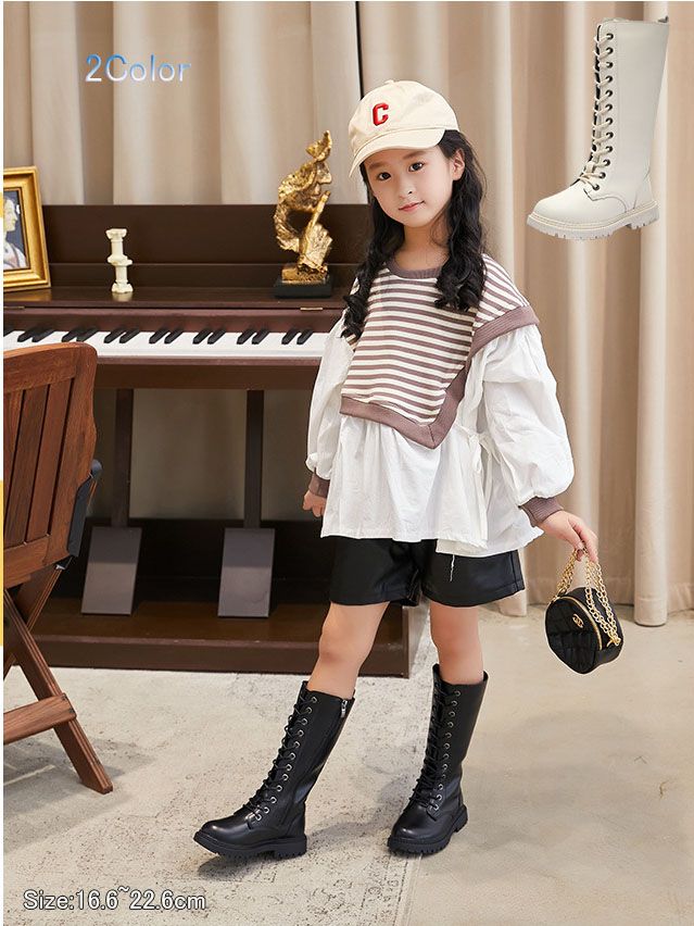 子供 靴 フォーマル 女の子 ダンスシューズ ブーツ 編み上げ キッズ ダンスブーツ カナヲ コスプレ 女の子 アイドル 靴 ラブライブ ミドル丈 ロングブーツ ミドル丈 黒 ダンス靴 ヒップホップ ジャズ ファスナー画像