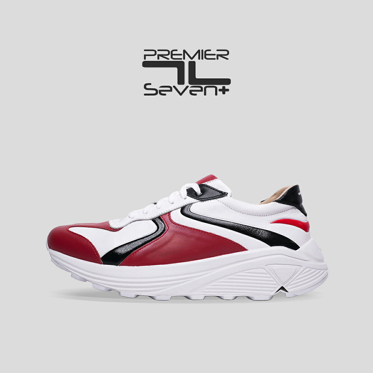 プレミアセブン【KABUKU2.0　WHT/RED】VIBRAM 歌舞伎 インスピレーション スニーカー 本革 premierseven 大人ファッション ファッション ウォーキング ハンドメイド モダン