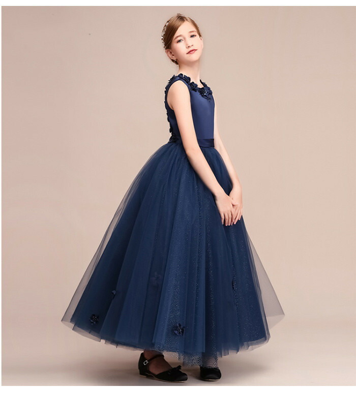 楽天市場 ドレス 女の子 パーティー フォーマル お姫様 ワンピース キッズ マキシ丈 子供ドレス フォーマルドレス ステージ衣装 ピアノ発表会 こどもドレス キッズドレス 結婚式 演奏会 ネイビー 送料無料 トップスタイル