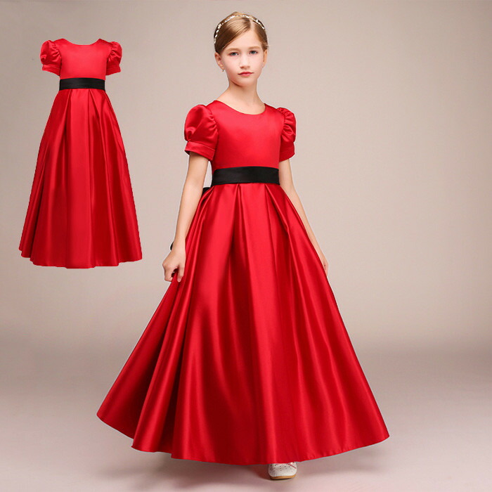 新品入荷 ワンピース ワンピース お姫様 フォーマル パーティー 女の子 キッズドレス 子供ドレス サテン生地 送料無料 レッド 演奏会 結婚式 こどもドレス ピアノ発表会 ステージ衣装 フォーマルドレス マキシ丈 Genolab Com Br