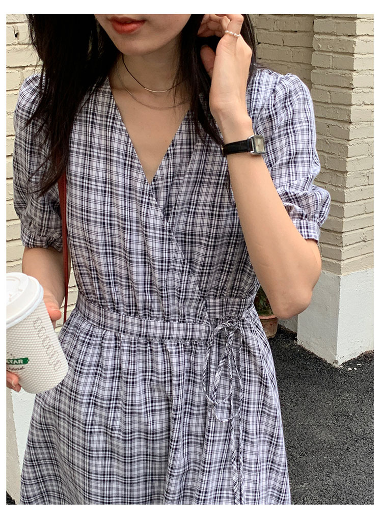 爆売り リゾートワンピース レディース サマードレス ロング マキシ丈ワンピース チェック 半袖 シフォン Hライン ハワイ 沖縄 旅行用 大人 代 30代 40代 可愛い お洒落 シャーリング ふんわり フェミニン 薄手 リゾートファッション トップスタイル 在庫有