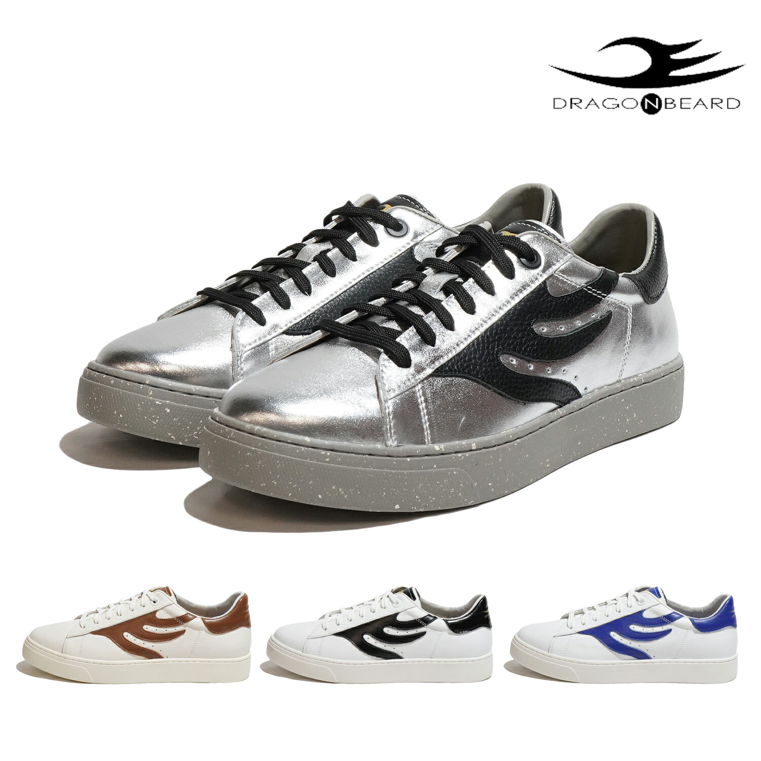 ドラゴンベアード スニーカー DRAGON BEARD DB-1007 OJ WHT/BLK WHT/BLUE CRM/BRN SIL/BLK メンズ 靴 ローカット レザー カジュアル 25SS画像