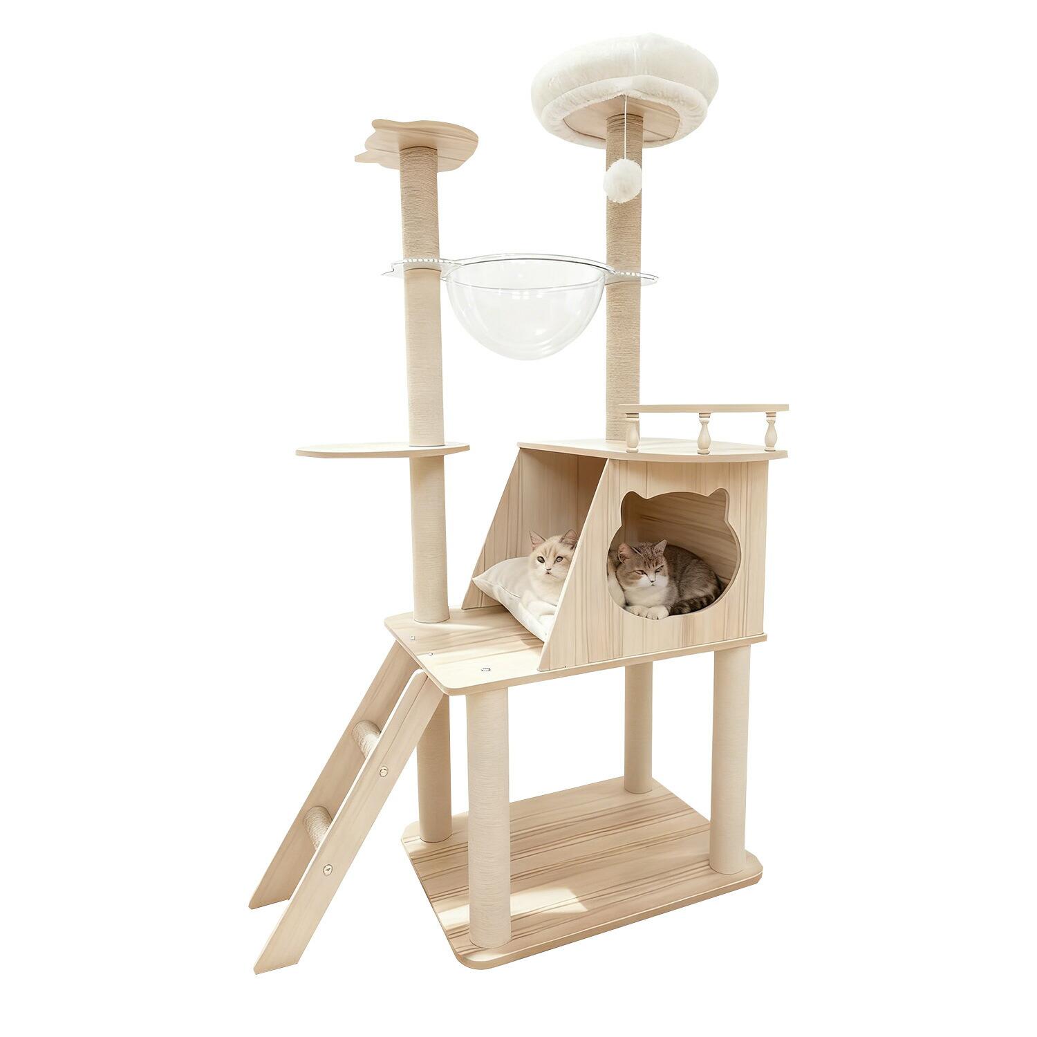 猫用キャットタワー 木製 大型 おしゃれ 猫用 キャットハウス 爪とぎ 省スペース ペット用品 室内用 多機能 ねこ キャットタワー 据え置き 猫用 安定 頑丈 省スペース 猫の遊び場 ねこハウス おしゃれな 簡単組み立て 手入れ簡単|topvalue