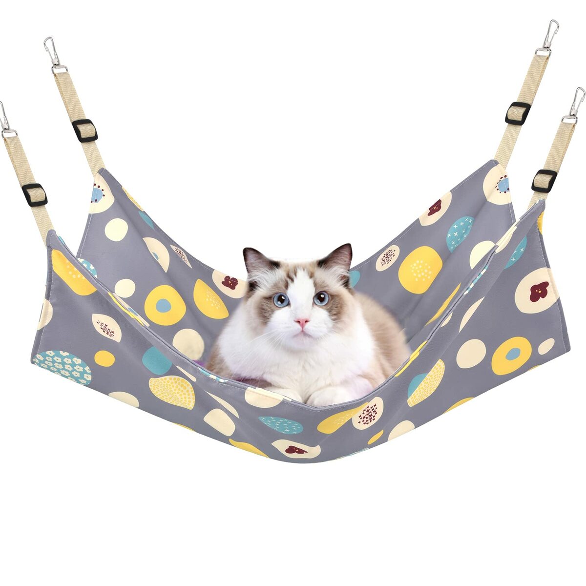 猫 ハンモック 昼寝 両面使用 ペット 通気性抜群 冬夏兼用 ケージ用 10kg ベッド 大型 ヒモ調整可能 日向ぼっこ 取り付け簡単 耐荷重 ケージ