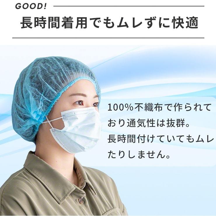 市場 1000円クーポン配布中 ディスポキャップ ヘアキャップ使い捨て フリーサイズ 来客用帽子 ブルー ヘアキャップ