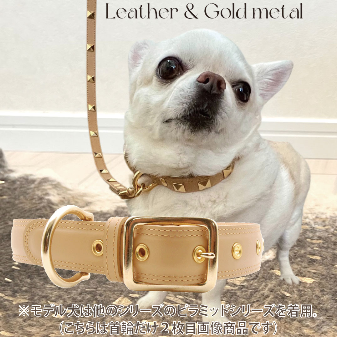 Tod's 小型犬用 ブラウンレザー首輪 ゴールド金具 Tod's 小型犬用