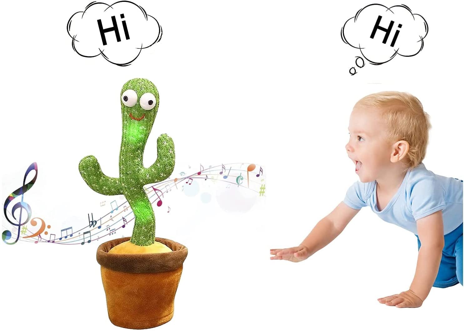 動くサボテン 踊る 歌うサボテン 英語の歌付き ぬいぐるみ Usb充電式 録音 プレゼント 言葉の繰り返し 飾り Led照明付き