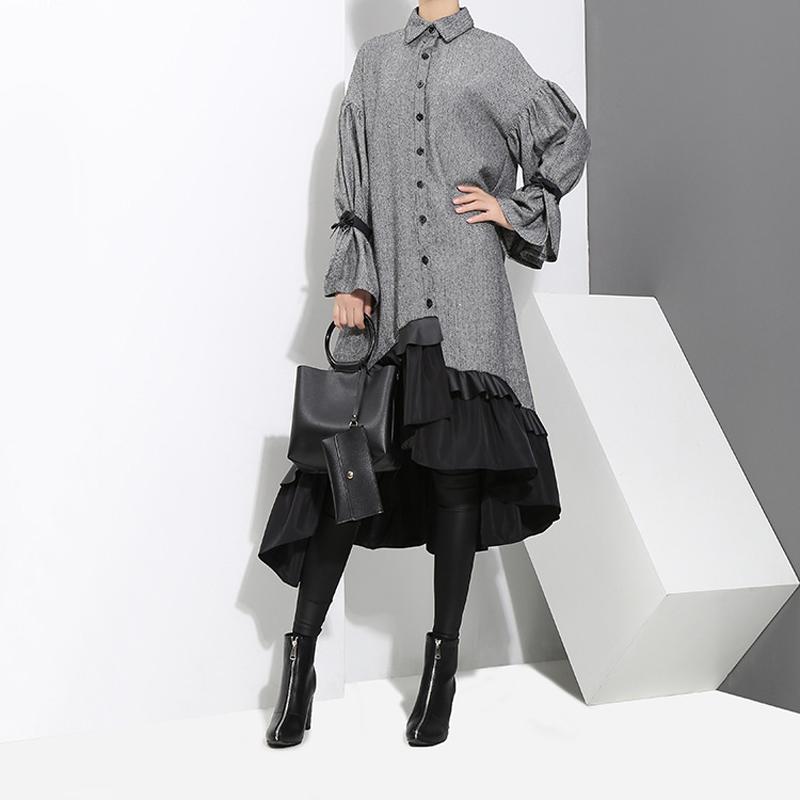 セールsale フレアシャツワンピース レディース ロングワンピース フィッシュテール シャツワンピース モード系裾フリルワンピース ロングワンピ フ セール30 Off Arnabmobility Com