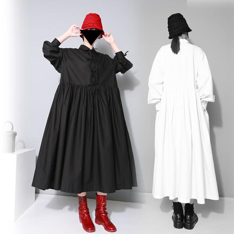 楽天市場 15 Off 4 268円 3 627円 シャツワンピース 白 ワンピース レディース コットン100 綿 細リボン付き フレアワンピース ロング 長袖 秋冬 ボリューム ロング丈 黒 白 とらみ とらみ