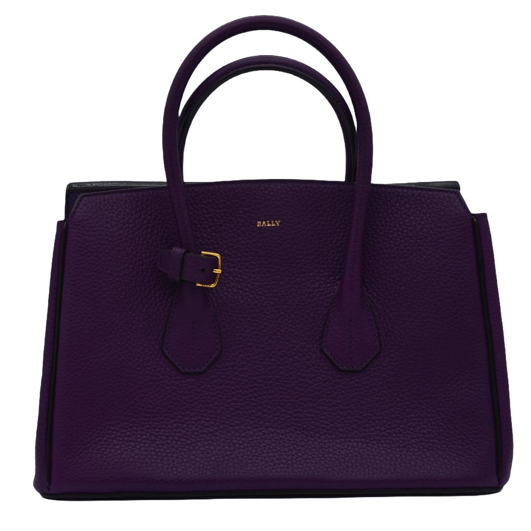 BALLY バリー SOMMET ソメミディアム MD ハンドバッグ パープル レザー レディース ブランドバッグ／ブランド鞄／手提げバッグ／ハンドバック／トップハンドルバッグ 【中古】