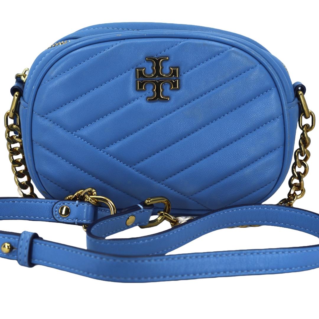 TORY BURCH トリーバーチ キラ シェブロン カメラバッグ ライトブルー レザー レディース ブランドバッグ/ブランド鞄 /ショルダーバッグ/肩掛けバッグ/斜めがけバッグ/クロスボディバッグ/メッセンジャーバッグ 【中古】|TORAFUKU虎福 店