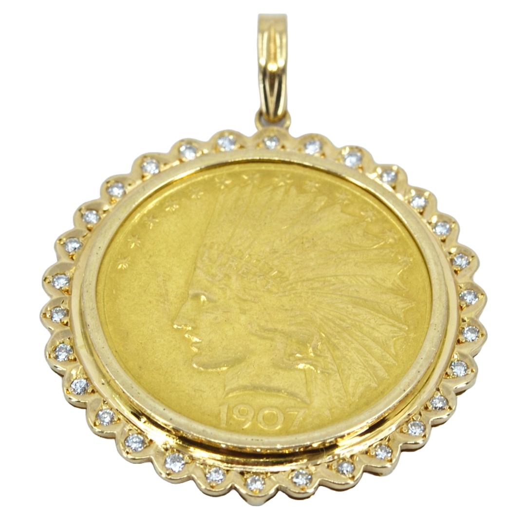 楽天市場】アメリカ インディアン コイン K18枠 ペンダントトップ 約26.3g イーグル 1912年 10ドル 金貨 ダイヤ 逸品質屋 丸高  25-11-1【中古】【送料無料】【質屋出品 兵庫県 西宮市 実店舗あります】【洗浄済みです】【適格請求書発行事業者】 : 逸品質屋 丸高