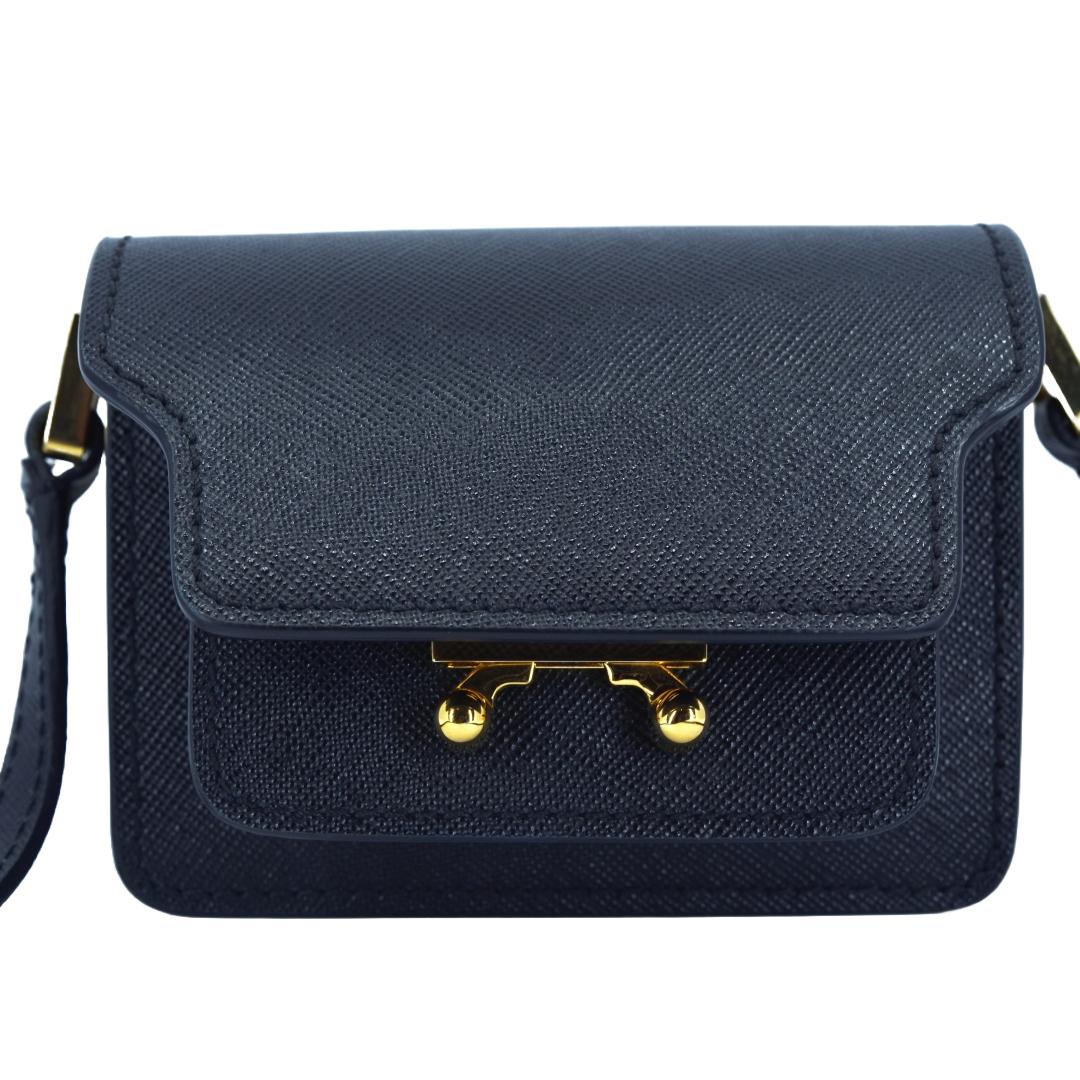マルニ Marni ミニトランク ショルダーバッグ ブラック レザー レディース ブランドバッグ／ブランド鞄 ／ショルダーバッグ／肩掛けバッグ／斜めがけバッグ／クロスボディバッグ／メッセンジャーバッグ 【中古】