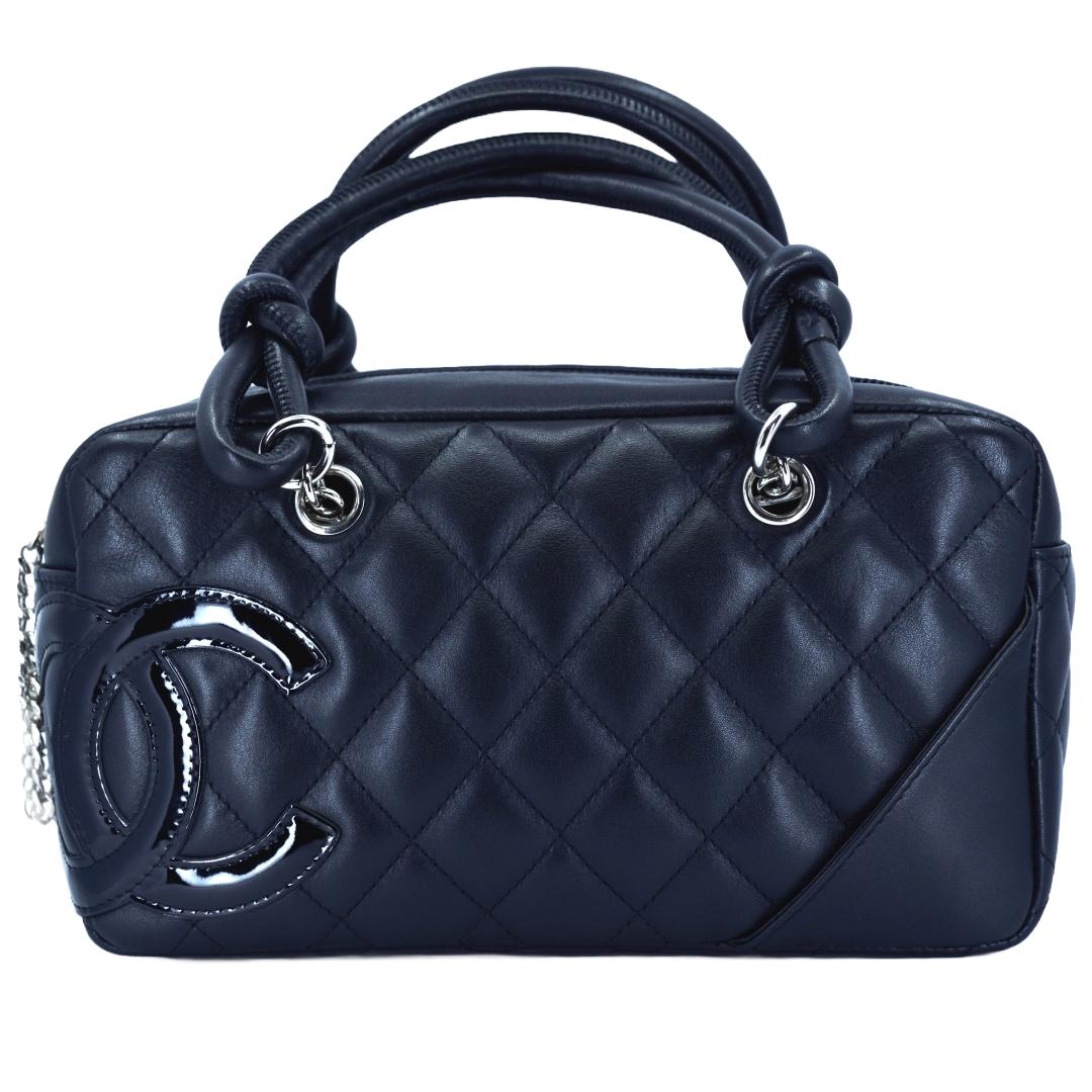 シャネル CHANEL カンボンライン ミニボーリングバッグ ブラック/ゴールド ラムスキン レディース ブランドバッグ／ブランド鞄／手提げバッグ／ハンドバック／トップハンドルバッグ 【中古】