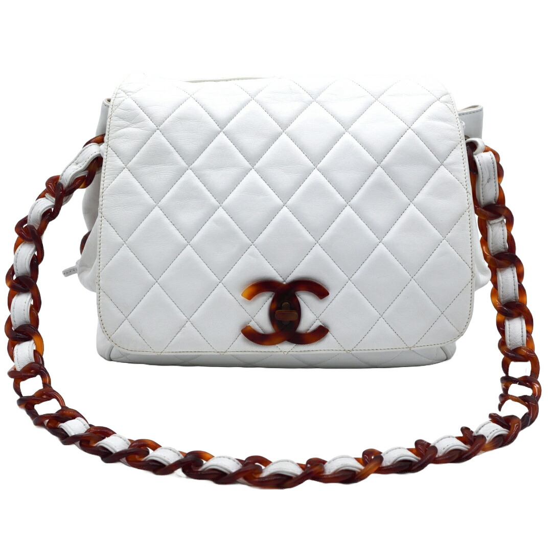 シャネル CHANEL べっこう マトラッセ デカココ ショルダーバッグ ホワイト レザー レディース ブランドバッグ/ブランド鞄 /ショルダーバッグ/肩掛けバッグ/斜めがけバッグ/クロスボディバッグ/メッセンジャーバッグ 【中古】|TORAFUKU虎福 店