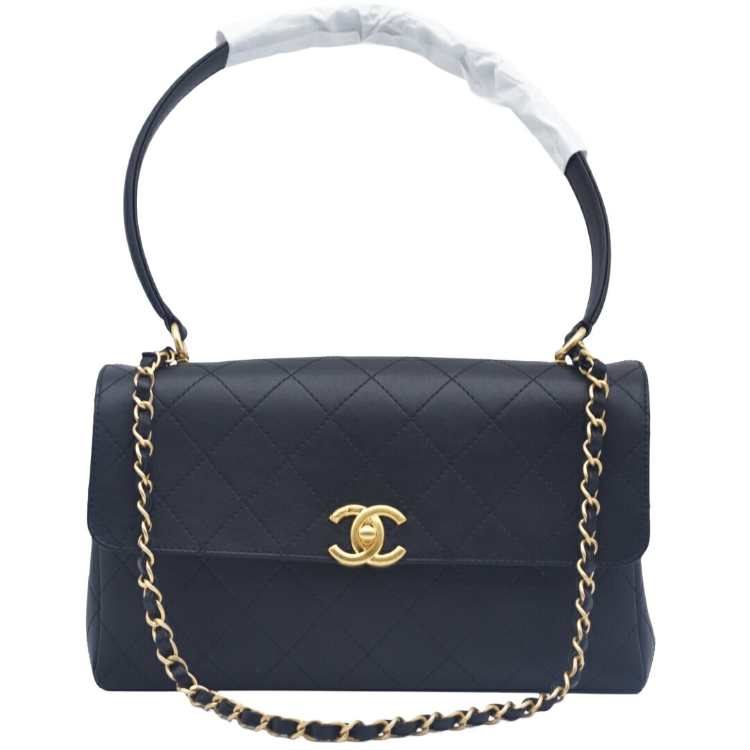シャネル CHANEL トップハンドル マトラッセ AS595907 ブラック カーフスキン レディース ブランドバッグ／ブランド鞄／手提げバッグ／ハンドバック／トップハンドルバッグ 【中古】