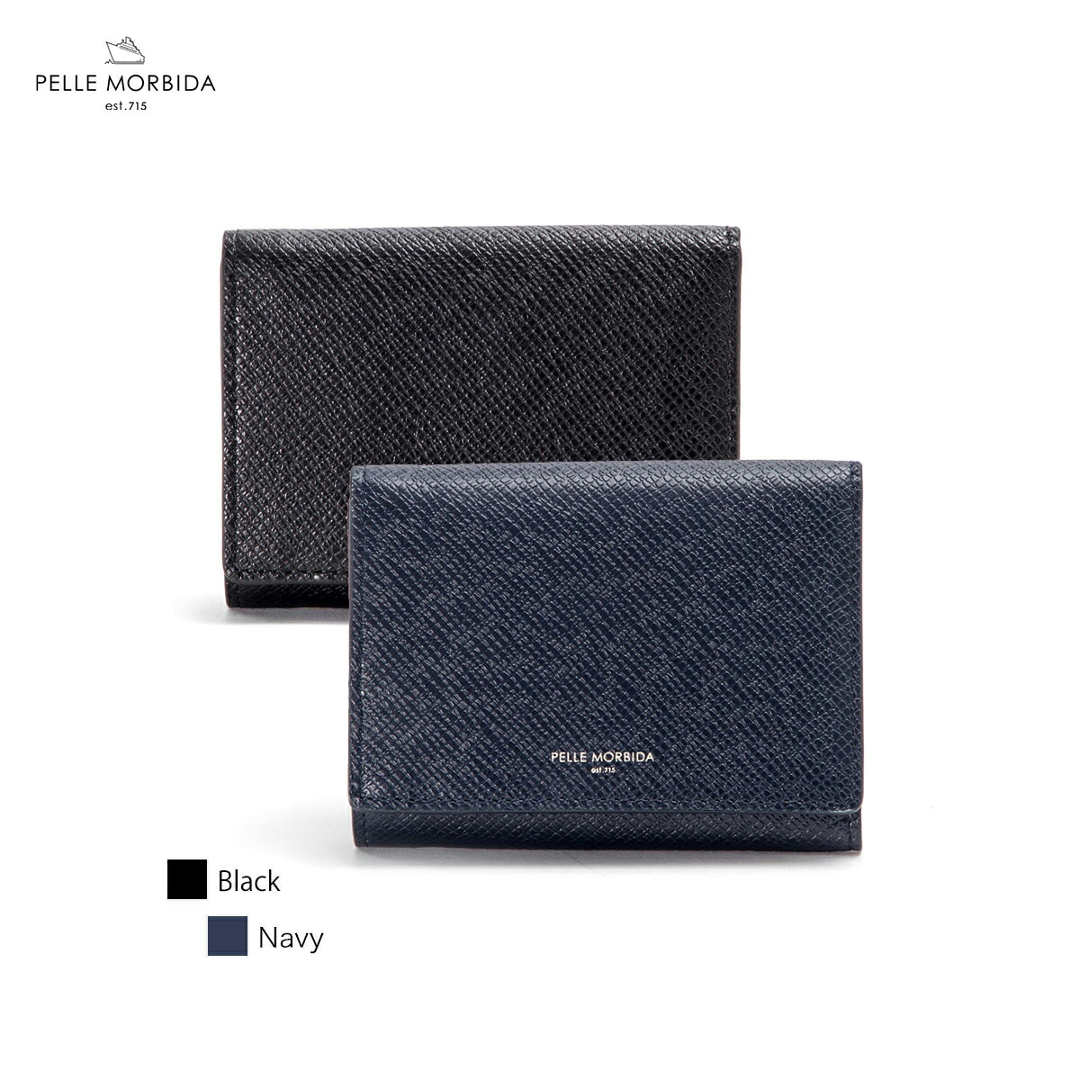 ペッレモルビダ ラッピング無料 ノベルティ付 送料無料 あす楽対応 ペッレモルビダ Pelle Morbida 三つ折り財布 本革 ブラック ネイビー コンパクトウォレット Morbida 正規販売店 本革 キーケース 日本製 バルカ Key 財布 ケース 三つ折り財布 ノベルティ付 Barca