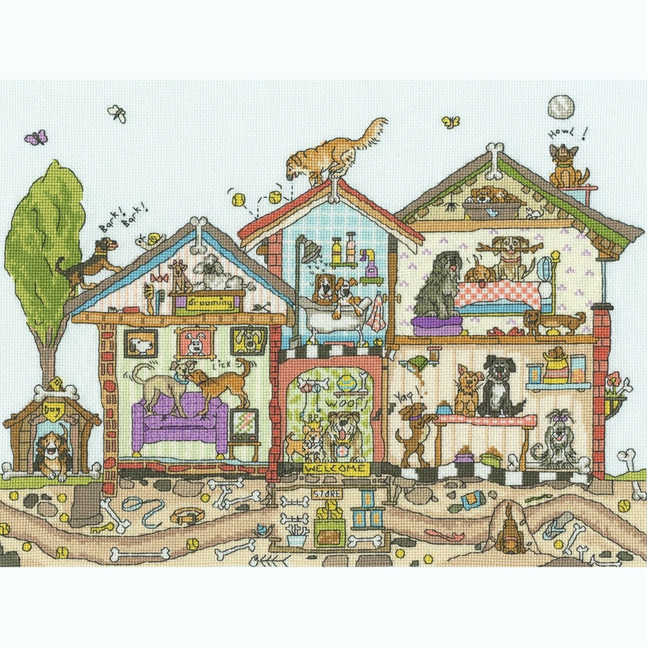 Bothy Threads クロスステッチ刺繍キット "Cut Thru' Pooch Palace" (犬の宮殿) XCT41 ボシースレッズ 【海外取り寄せ/納期40～80日程度】｜HAND WORK とりい