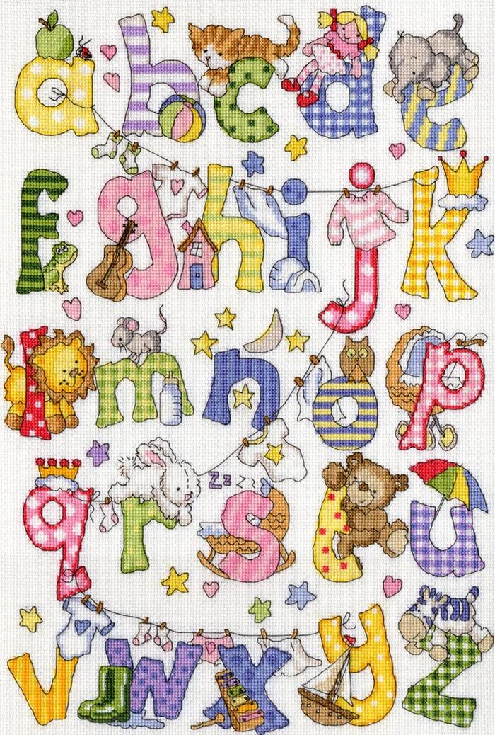 Bothy Threads はりつけ台編み目刺しゅう一揃いの道具 「My First Alphabet」 XKG1 (Samplers / アルファベット・サンプラー) ボシースレッズ 【外国で取り寄せ/納期40～80日度合い】