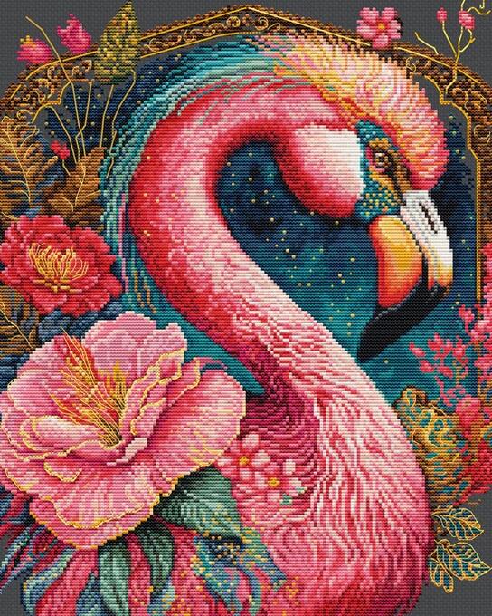 Luca-S クロスステッチ刺繍キット BU5036 "Flamingo Fantastico" (フラミンゴ) 【海外取り寄せ/納期40~80日程度】|HAND WORK とりい