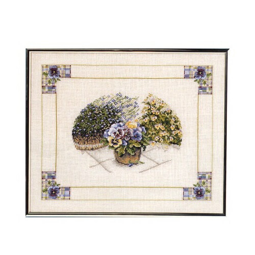 OOE クロスステッチ刺繍キット 84822 / 84823 パンジー柄 【取り寄せ/納期40~80日程度】 デンマークの刺しゅうメーカー「オーレンシュレーガー(O. Oehlenschlägers Eftf. / Oehlenschlager)」製ししゅうキット 花 フラワー Flower pansy|HAND WORK とりい