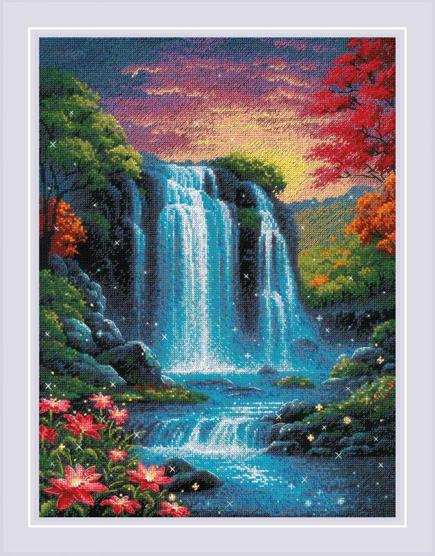 RIOLISクロスステッチ刺繍キット No.2274 "Magical Waterfall" (魔法の滝) 【海外取り寄せ/納期30～60日程度】｜HAND WORK とりい