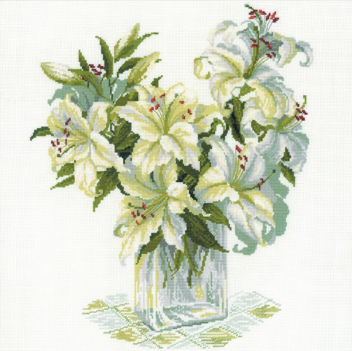 RIOLISはりつけ台編み目刺しゅう一揃いの道具 No.1169 「White Lillies」 (真っ白いさ百合 百合) lily 【外国で取り寄せ/納期30～60日度合い】