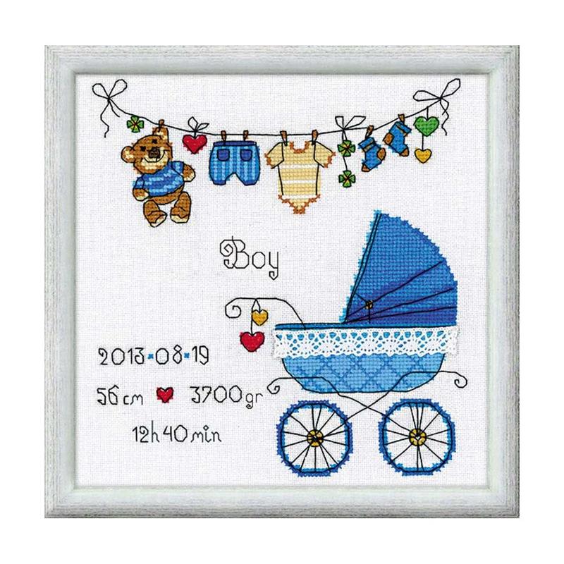 RIOLISクロスステッチ刺繍キット No.1418 「It's a Boy!」【海外取り寄せ/納期30～60日程度】
