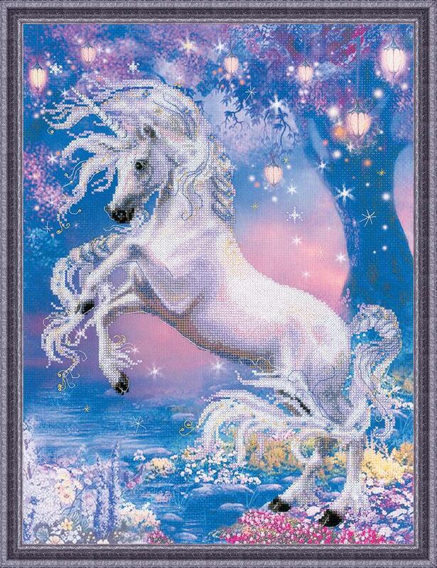 ステンドグラス Unicorn ユニコーン青の大判 グラスマスターズ社 - 美術品