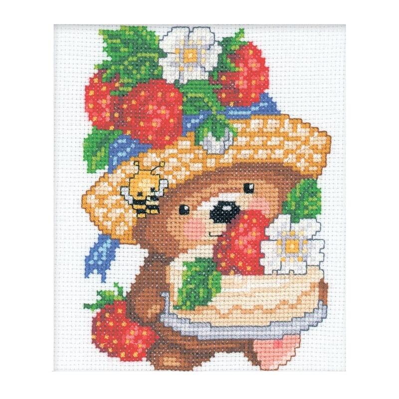 楽天市場 Rto クロスステッチ刺繍キット C025 Little Bear With Strawberry 小熊とイチゴ 海外取り寄せ 通常納期40 80日程度 Hand Work とりい