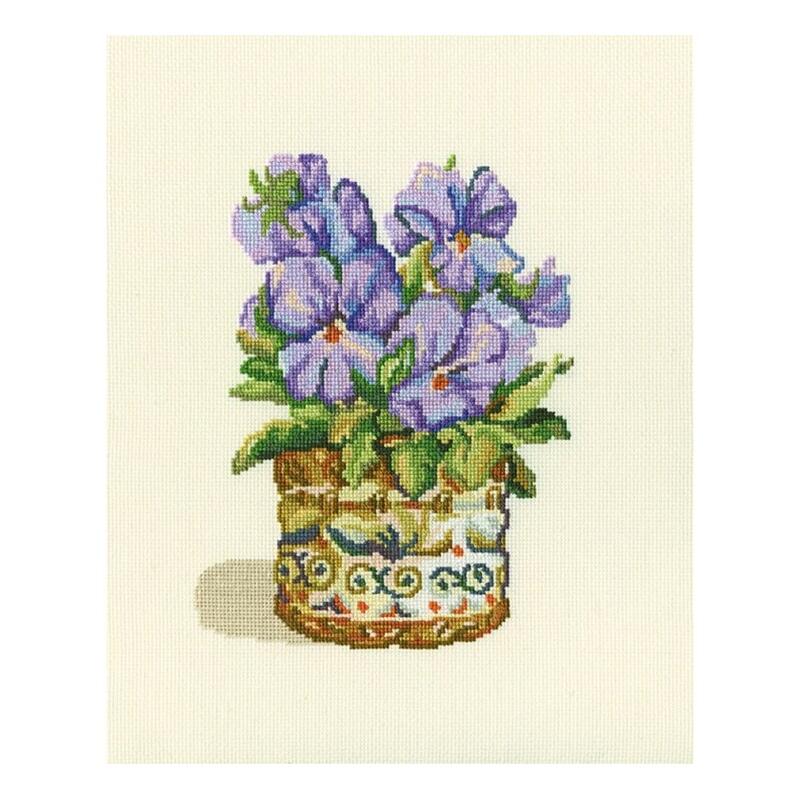 RTO クロスステッチ刺繍キット C190 「Purple violets」 (紫のスミレ 花) 【海外取り寄せ/通常納期40～80日程度】
