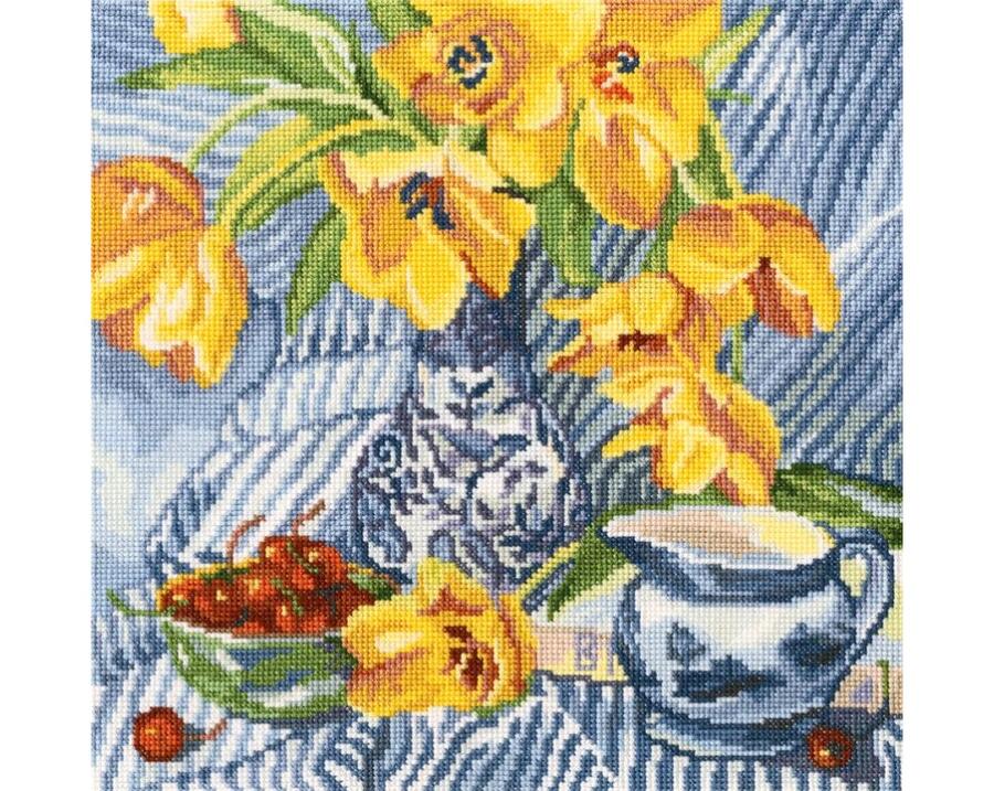 RTO クロスステッチ刺繍キット M504 「Still life with tulips」 (チューリップの静物画) 【海外取り寄せ/通常納期40～80日程度】｜HAND WORK とりい