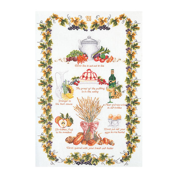 Thea Gouverneur クロスステッチ刺繍キット No.2027L 「Kitchen Sampler」 布:リネン (キッチン・サンプラー) オランダ テア・グーヴェルヌール 【取り寄せ/納期40~80日程度】|HAND WORK とりい