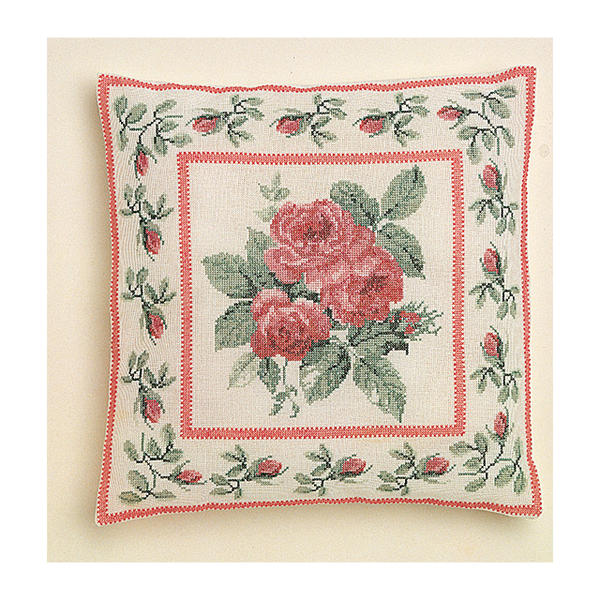 Thea Gouverneur クロスステッチ刺繍キットNo.2034 「Rose Bouquet Chushion」(バラの花束のクッション 35cm角) オランダ テア・グーヴェルヌール 【取り寄せ/納期40～80日程度】