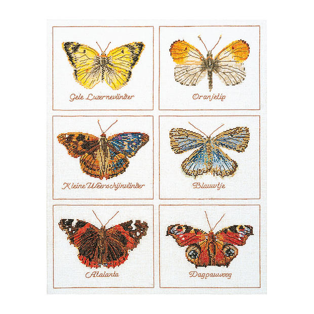 Thea Gouverneur クロスステッチ刺繍キット No.2037L 「Butterflies」 布:リネン (蝶) オランダ テア・グーヴェルヌール 【取り寄せ/納期40~80日程度】|HAND WORK とりい