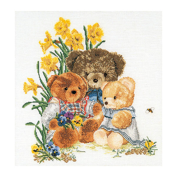 Thea Gouverneur クロスステッチ刺繍キット No.2048A 「Teddy Bears」 布:綿アイーダ (テディベア) オランダ テア・グーヴェルヌール 【一部は取り寄せ/納期40～80日程度】｜HAND WORK とりい