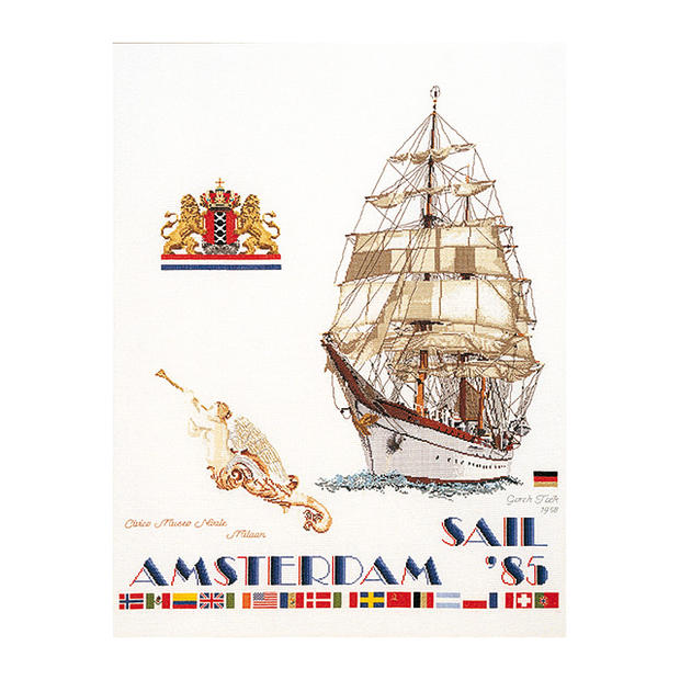 Thea Gouverneur クロスステッチ刺繍キットNo.440 「Sail 2005」(帆船 セイル2005 アムステルダム) オランダ テア・グーヴェルヌール 【取り寄せ/納期40~80日程度】|HAND WORK とりい