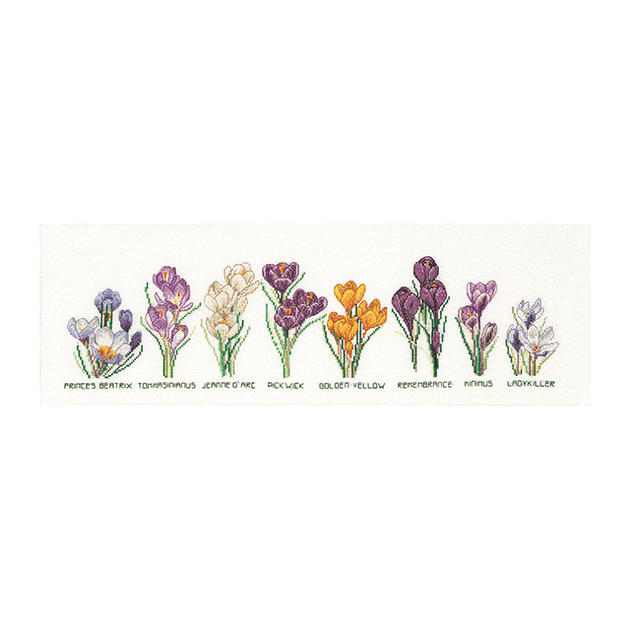Thea Gouverneur クロスステッチ刺繍キットNo.3074 「Crocus Panel」(クロッカス・パネル 花) オランダ テア・グーヴェルヌール 【取り寄せ/納期40～80日程度】