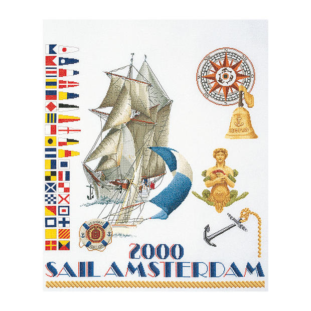 Thea Gouverneur クロスステッチ刺繍キット No.3080J 「Sail 2000」 布:ジョベラン (帆船 セイル2000 アムステルダム) オランダ テア・グーヴェルヌール 【取り寄せ/納期40～80日程度】｜HAND WORK とりい 15,698円