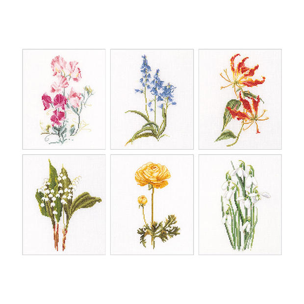 Thea Gouverneur クロスステッチ刺繍キット No.3086A 「Six Floral Studies」 布:綿アイーダ 6つの花(6) オランダ テア・グーヴェルヌール 【取り寄せ/納期40~80日程度】|HAND WORK とりい