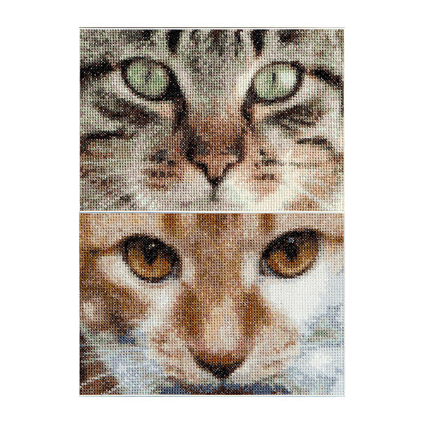 Thea Gouverneur クロスステッチ刺繍キット No.543A 「Cats Tess + Simba」(猫 2枚1組) オランダ テア・グーヴェルヌール 【海外取り寄せ/納期40～80日程度】