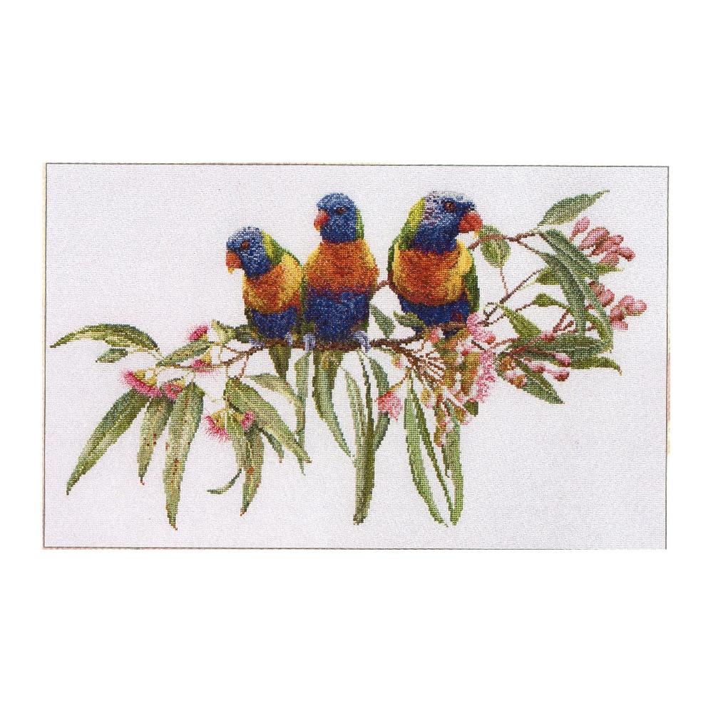 Thea Gouverneur クロスステッチ刺繍キット No.553A 「Lorrikeets」布:綿アイーダ (ゴシキセイガイインコ) オランダ テア・グーヴェルヌール 【海外取り寄せ/納期40~80日程度】|HAND WORK とりい