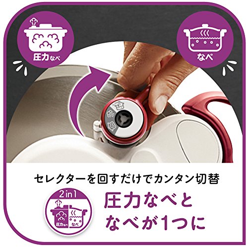 ティファール圧力鍋5.2LIH対応4~5人用ワンタッチ開閉2in1クリプソミニットデュオレッドP4605136T-fal