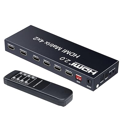 4K 60サイクル HDR相応う HDMI 行列 セレクター 4インプット 2最終生産物 音吐引きはなす (光デジタル・3.5粍ステレオ音吐最終生産物)｜1080@120サイクル HDMI2.0 HDCP2.2 異なる解像力最終生産物能力のある 落ち込む規模役立つこと うつり変わり器 分かち合う器 スイ