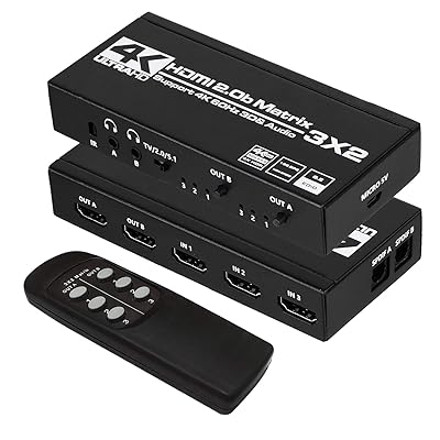 4K HDMI行列 3インプット 2最終生産物 HDMI行列 スイッチャー HDR、HDMI 2.0b、HDCP 2.2 相応う、4Kx2K@60サイクル、3D、1080P IR遠隔操作付き添い人