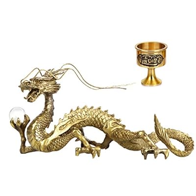 昇運金龍 龍 石英玉持ち金龍 水杯 20粍玉水晶 銅製 風水グッズ 開運 昇運 機運膨れ上がる風水 5本 爪 龍 飾りつけ 五本爪 干支 縁起物 厄除け 吉祥開運 譲りわたす 差し上げ物龍の飾りつけ 開運祈とう 銅製 風水龍 (01)
