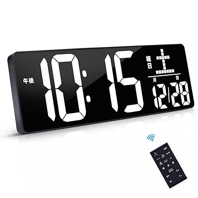 デジタル時計 壁掛け 大型 led 置き時計 clock 目覚まし時計 明るさ調整 ac電源 タイマー アラーム スヌーズ機能 年/月/日 温度/日期切替表示 12H/24H切替 大きい時計 リモコン操作 家/オフィス/公共の場 &lrm;&lrm;42.1 x 1｜とりま商店