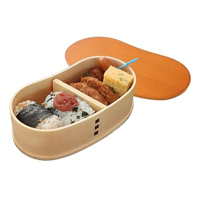 色つや 曲げわっぱ 豆型 おり入って弁当箱 分け取り付き添い人 (ともし火赤銅色)